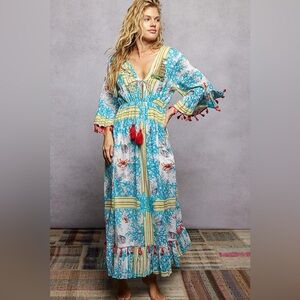 POL Bohemian Print Tassel Trim Maxi Dress🆕